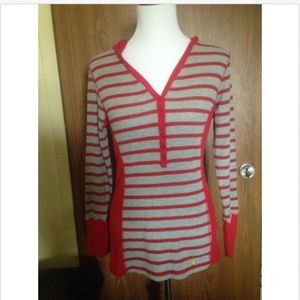 TOMMY GIRL Striped Hooded ButtonFront SweaterSZ XL